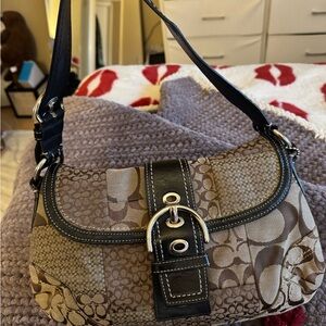 Coach Patchwork Shoulder Bag in Brown and Black